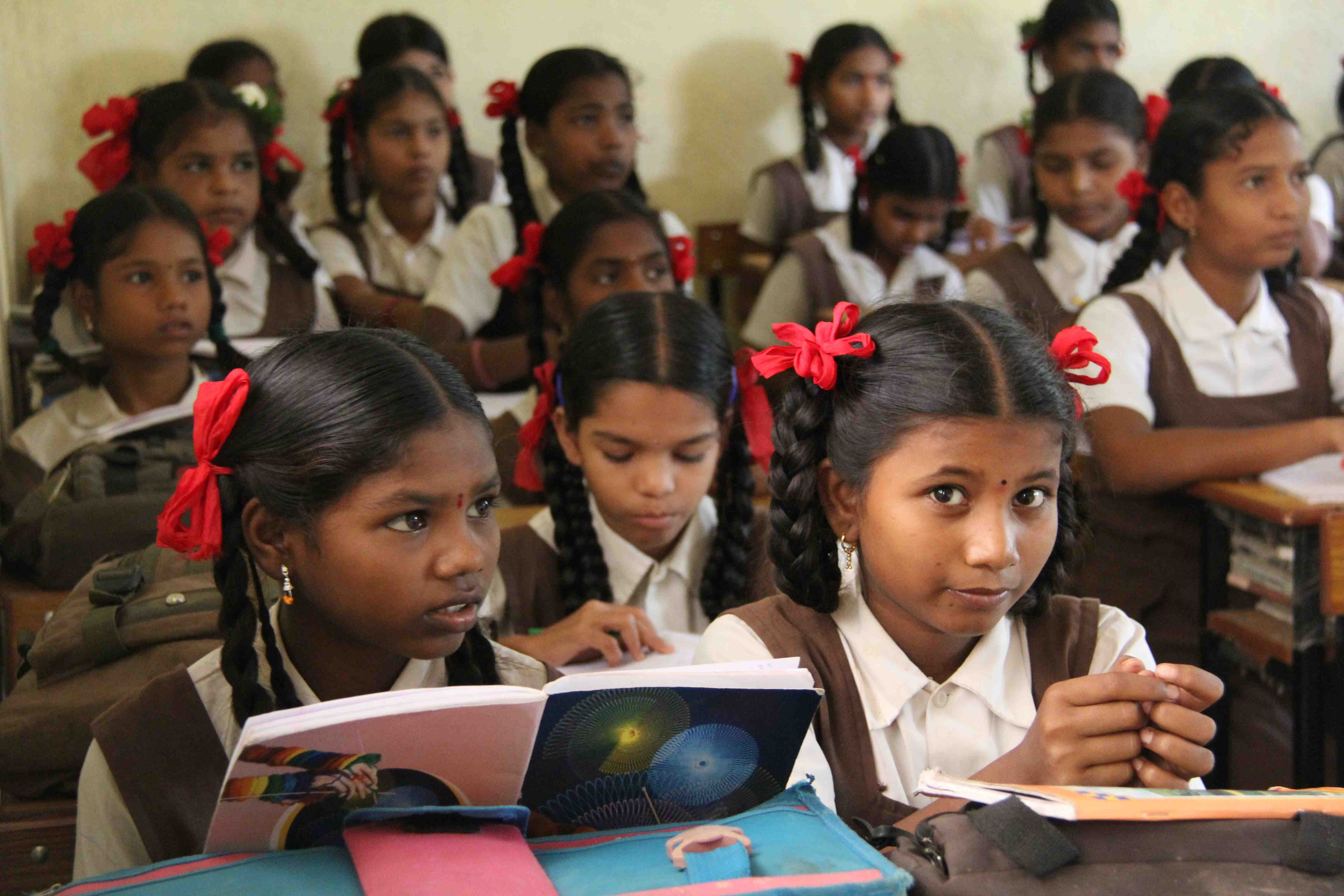 Delhi school girl with teacher