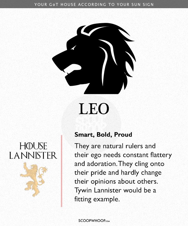 According To Your Sun Sign This Is The Game Of Thrones House You