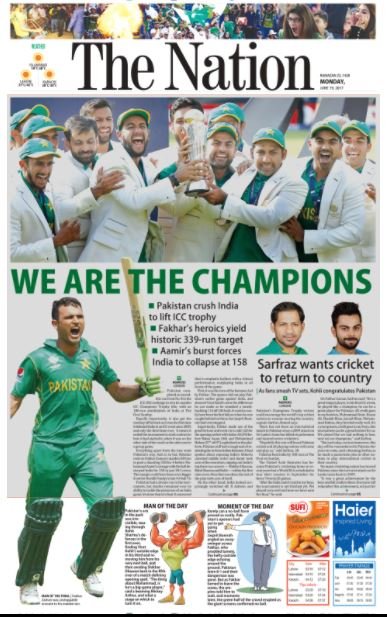 ‘We Are The Champions.’ How Pakistani Newspapers Reported Champions ...