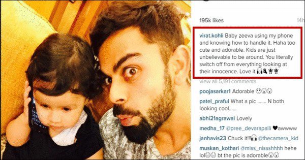 Virat Kohli Posts Picture With Dhonis Daughter On Instagram 