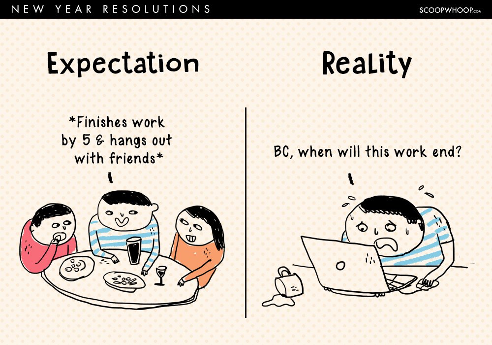 new years resolutions expectation vs reality