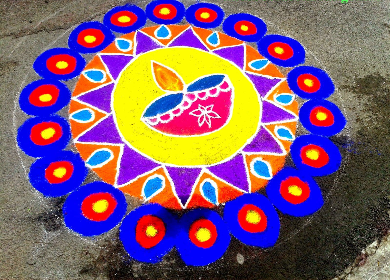 peacock rangoli color combination