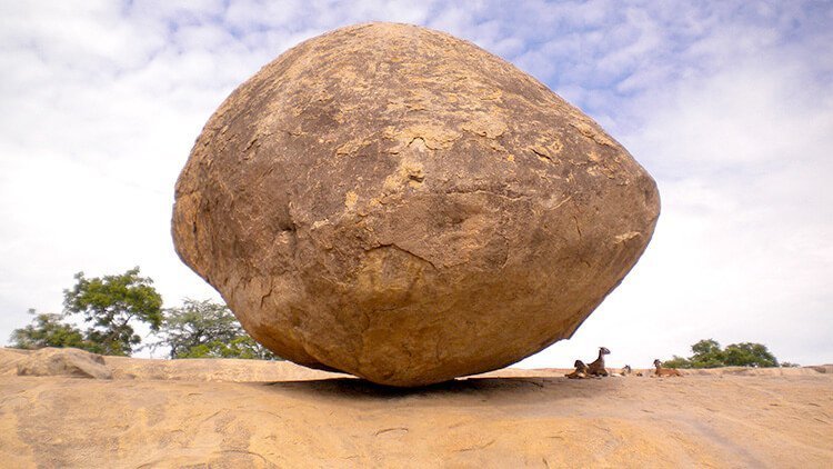 7 Elephants were not able to shake this stone, its famous as Indian God 'Krishna's butter ball'