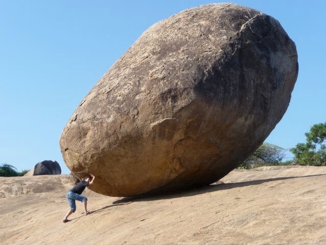 7 Elephants were not able to shake this stone, its famous as Indian God 'Krishna's butter ball'