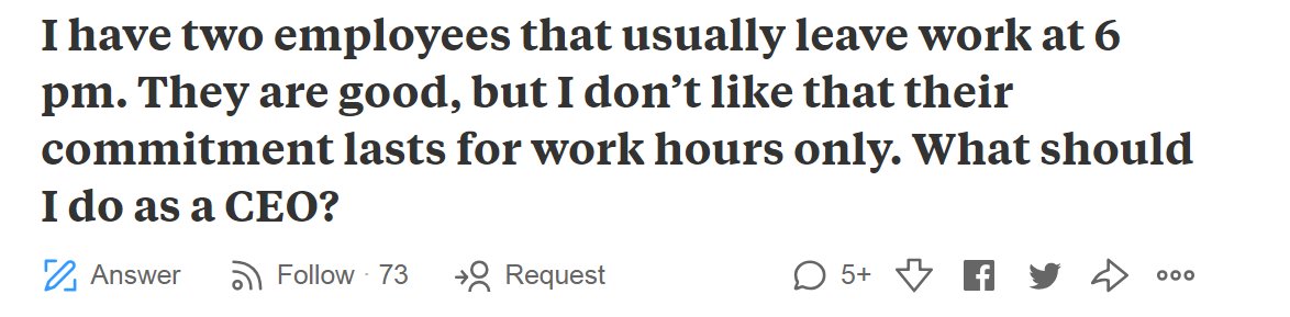 A CEO Asked Quora How To Handle Employees Who Leave Work On Time & Got ...