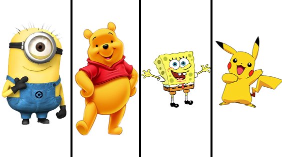 cartoon characters with yellow and black striped shirts