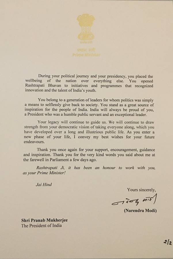 This Heartfelt Letter By PM Modi To Former President Pranab Mukherjee ...