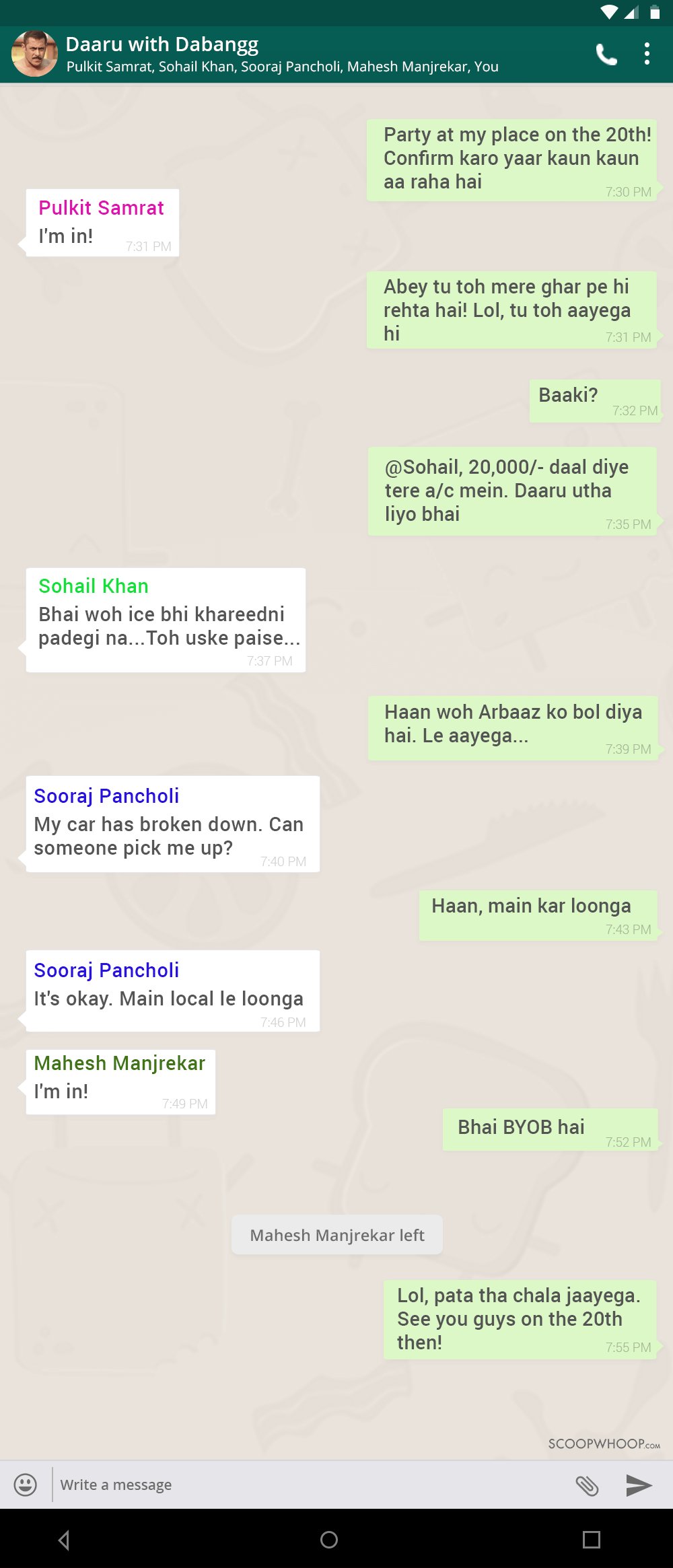 Conversations Of Indian Celebrities On Their Own Whatsapp